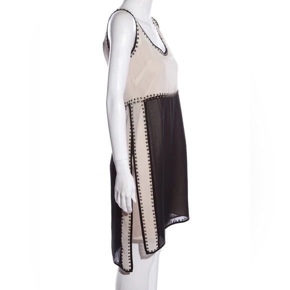 IVY + BLU CHIFFON BLACK & NUDE STUDDED DRESS - Picture 1 of 8